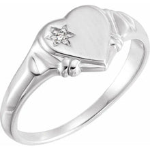 Load image into Gallery viewer, 14k Gold .01cttw Natural Diamond Heart Ring In Multiple Colors- Size 3
