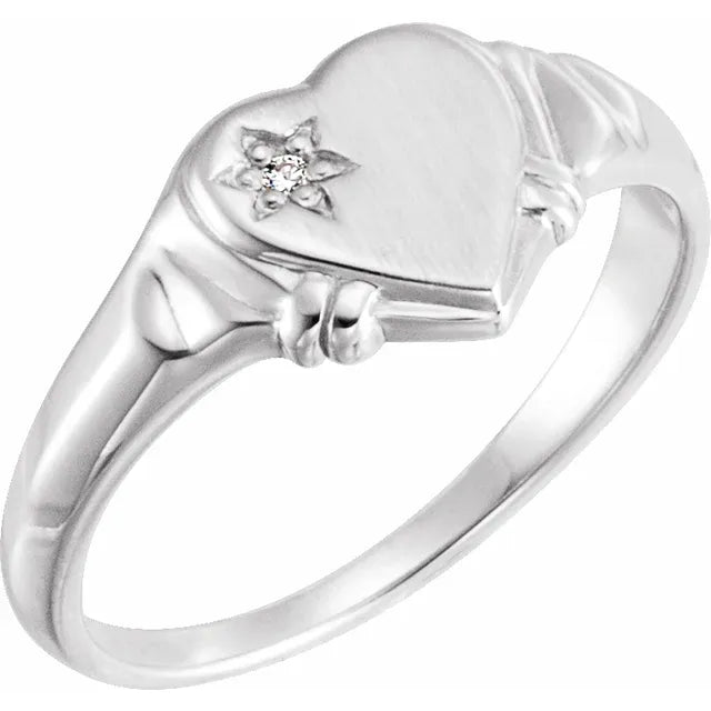 14k Gold .01cttw Natural Diamond Heart Ring In Multiple Colors- Size 3