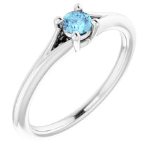 Load image into Gallery viewer, Jan-Dec 14K White Gold Youth Solitaire BIRTHSTONE Rings - Size 3
