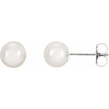 Load image into Gallery viewer, 14k Gold Cultured White Akoya Pearl Earrings In Multiple Sizes and Colors
