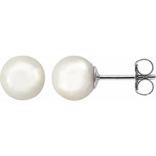 Load image into Gallery viewer, 14k Gold Cultured White Akoya Pearl Earrings In Multiple Sizes and Colors
