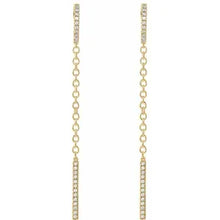 Load image into Gallery viewer, 14K Yellow Gold 1/4cttw Natural Diamond Hinged Hoop Chain Earrings
