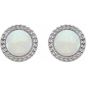 14k Gold Natural White Opal Bezel-Set Leaf Earrings In Multiple Colors