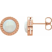 Load image into Gallery viewer, 14k Gold Natural White Opal Bezel-Set Leaf Earrings In Multiple Colors
