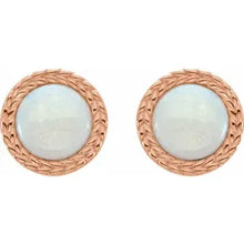 Load image into Gallery viewer, 14k Gold Natural White Opal Bezel-Set Leaf Earrings In Multiple Colors
