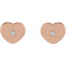 Load image into Gallery viewer, 14k Gold .01cttw Natural Diamond Youth Heart Earrings in Multiple Colors
