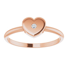 Load image into Gallery viewer, 14k Gold .01cttw Diamond Solitaire Heart Youth Ring In Multiple Colors - Size 3
