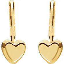 Load image into Gallery viewer, 14K Yellow Gold Heart Shape Youth Earrings
