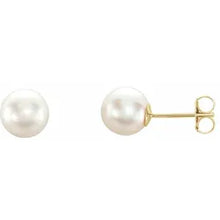 Load image into Gallery viewer, 14k Gold Cultured White Akoya Pearl Earrings In Multiple Sizes and Colors
