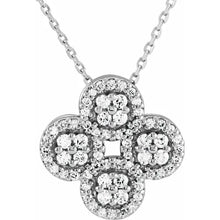 Load image into Gallery viewer, 14k Gold 1/2cttw Natural Diamond Clover 18&quot; Necklace In Multiple Colors

