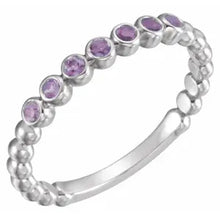 Load image into Gallery viewer, Jan-Dec 14K White Natural Birthstone Stackable Ring - Size 7
