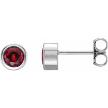 Load image into Gallery viewer, Jan-Dec Rhodium-Plated Sterling Silver Imitation BIRTHSTONE Bezel-Set Earrings
