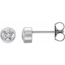 Load image into Gallery viewer, Jan-Dec Rhodium-Plated Sterling Silver Imitation BIRTHSTONE Bezel-Set Earrings
