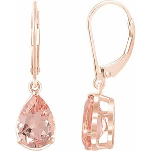 14K Rose Gold Natural Pink Morganite Earrings