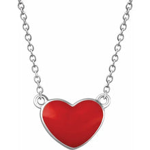 Load image into Gallery viewer, Sterling Silver Red Enamel Heart 16-18&quot; Necklace
