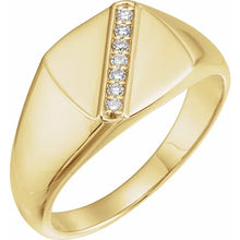 Load image into Gallery viewer, 14k Gold 1/10cttw Natural Diamond Square Signet Ring In Multiple Colors - Sizes 9-12
