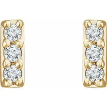 Load image into Gallery viewer, 14k Gold .05cttw Natural Diamond Bar Earrings In Multiple Colors
