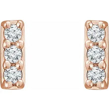 Load image into Gallery viewer, 14k Gold .05cttw Natural Diamond Bar Earrings In Multiple Colors
