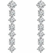 Load image into Gallery viewer, Sterling Silver Imitation White Cubic Zirconia Seven-Stone Dangle Earrings
