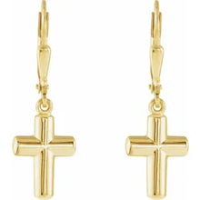 Load image into Gallery viewer, 14K Yellow Gold Cross Lever Back Earrings
