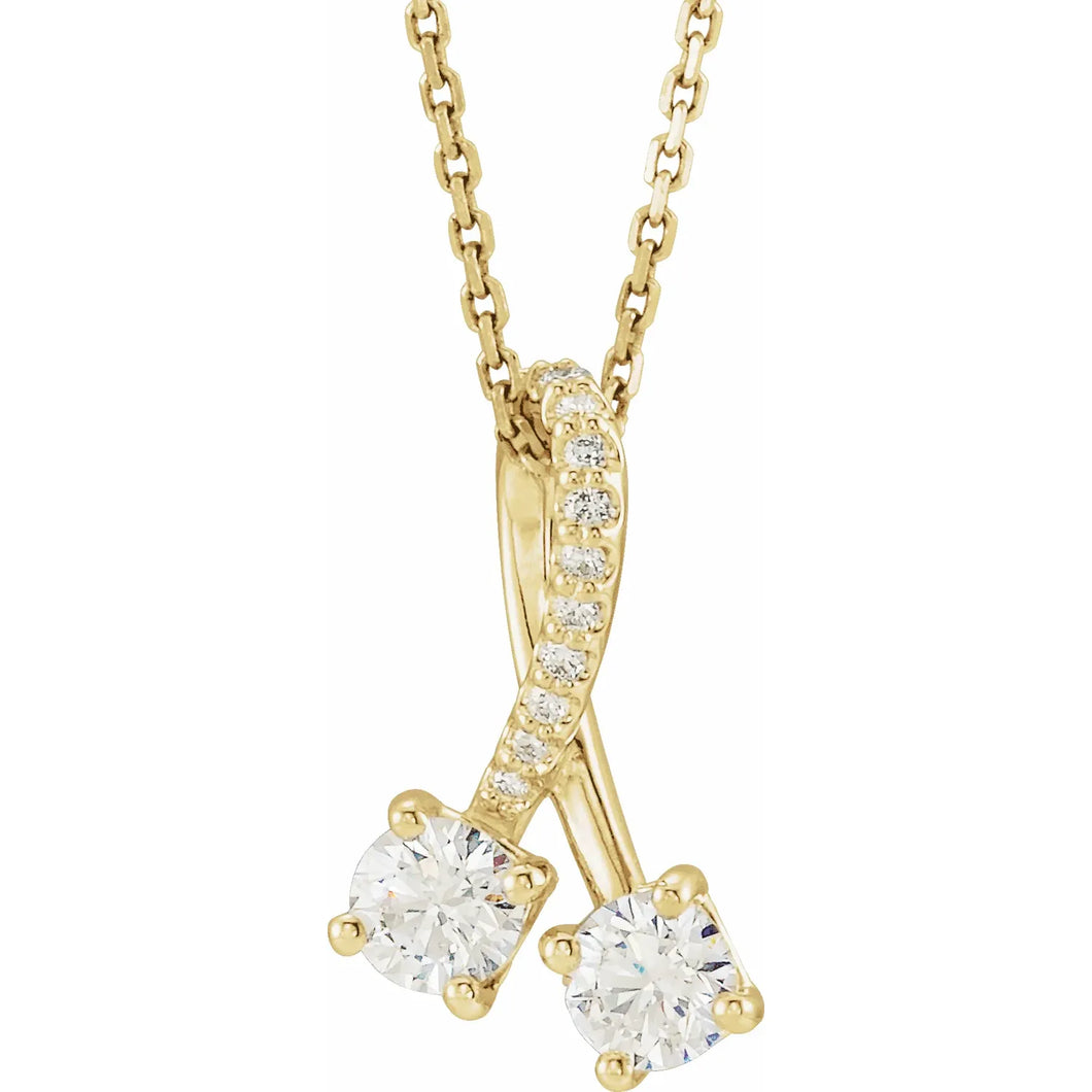 14k Yellow Gold 1/2cttw Natural Diamond 16-18