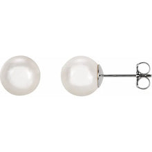 Load image into Gallery viewer, 14k Gold Cultured White Akoya Pearl Earrings In Multiple Sizes and Colors
