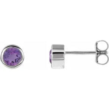 Load image into Gallery viewer, Jan-Dec Rhodium-Plated Sterling Silver Imitation BIRTHSTONE Bezel-Set Earrings
