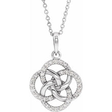 Load image into Gallery viewer, Sterling Silver 1/8cttw Natural Diamond Five-Fold Celtic 16-18&quot; Necklace
