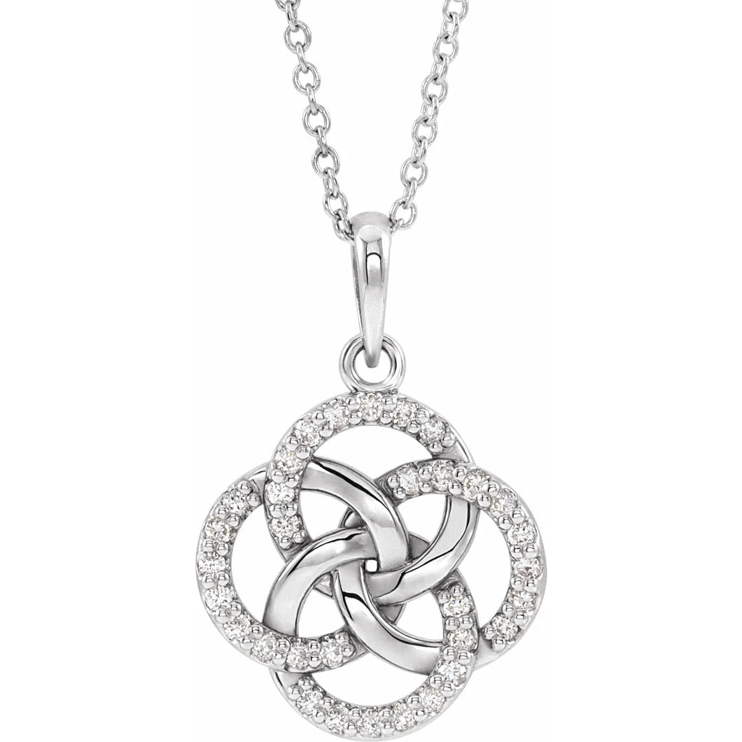 Sterling Silver 1/8cttw Natural Diamond Five-Fold Celtic 16-18