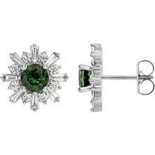 Load image into Gallery viewer, 14k Gold Natural Gemstone &amp; 3/4cttw Natural Diamond Earrings In Multiple Gemstones and Colors
