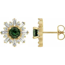 Load image into Gallery viewer, 14k Gold Natural Gemstone &amp; 3/4cttw Natural Diamond Earrings In Multiple Gemstones and Colors
