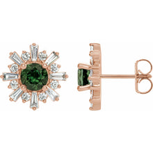 Load image into Gallery viewer, 14k Gold Natural Gemstone &amp; 3/4cttw Natural Diamond Earrings In Multiple Gemstones and Colors
