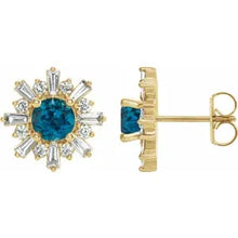 Load image into Gallery viewer, 14k Gold Natural Gemstone &amp; 3/4cttw Natural Diamond Earrings In Multiple Gemstones and Colors
