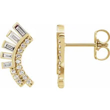 Load image into Gallery viewer, 14k Gold 1/3cttw Natural Diamond Fan Earrings In Multiple Colors
