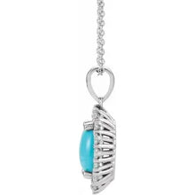 Load image into Gallery viewer, 14K White Natural Turquoise &amp; 1/3cttw Natural Diamond Halo-Style 16-18&quot; Necklace
