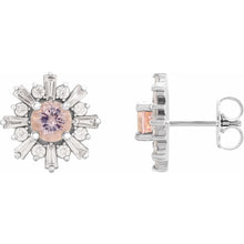 Load image into Gallery viewer, 14k Gold Natural Gemstone &amp; 3/4cttw Natural Diamond Earrings In Multiple Gemstones and Colors
