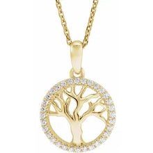 Load image into Gallery viewer, 14k Gold 1/5cttw Natural Diamond Tree of Life 16-18&quot; Necklace In Multiple Colors
