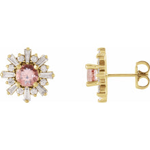 Load image into Gallery viewer, 14k Gold Natural Gemstone &amp; 3/4cttw Natural Diamond Earrings In Multiple Gemstones and Colors
