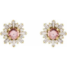 Load image into Gallery viewer, 14k Gold Natural Gemstone &amp; 3/4cttw Natural Diamond Earrings In Multiple Gemstones and Colors
