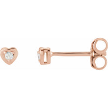 Load image into Gallery viewer, 14k Gold .03cttw Natural Diamond Youth Heart Earrings In Multiple Colors
