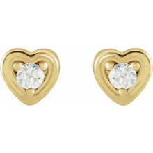 Load image into Gallery viewer, 14k Gold .03cttw Natural Diamond Youth Heart Earrings In Multiple Colors
