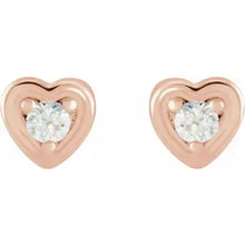 Load image into Gallery viewer, 14k Gold .03cttw Natural Diamond Youth Heart Earrings In Multiple Colors
