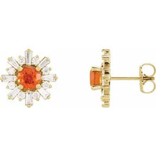 Load image into Gallery viewer, 14k Gold Natural Gemstone &amp; 3/4cttw Natural Diamond Earrings In Multiple Gemstones and Colors
