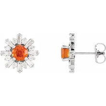 Load image into Gallery viewer, 14k Gold Natural Gemstone &amp; 3/4cttw Natural Diamond Earrings In Multiple Gemstones and Colors
