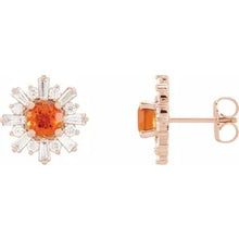 Load image into Gallery viewer, 14k Gold Natural Gemstone &amp; 3/4cttw Natural Diamond Earrings In Multiple Gemstones and Colors
