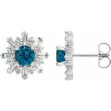 Load image into Gallery viewer, 14k Gold Natural Gemstone &amp; 3/4cttw Natural Diamond Earrings In Multiple Gemstones and Colors
