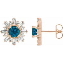 Load image into Gallery viewer, 14k Gold Natural Gemstone &amp; 3/4cttw Natural Diamond Earrings In Multiple Gemstones and Colors
