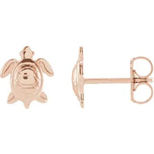 Load image into Gallery viewer, 14k Gold Petite Turtle Earrings In Multiple Colors
