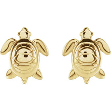 Load image into Gallery viewer, 14k Gold Petite Turtle Earrings In Multiple Colors
