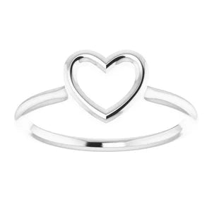 14K Gold Heart Ring In Multiple Colors - Sizes 5-8